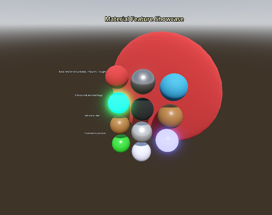 Our render of Material Feature Showcase
